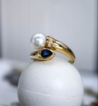 Ювелирные изделия&nbsp;&nbsp;-&nbsp;&nbsp;Золотое кольцо с жемчугом, сапфиром и природными бриллиантами