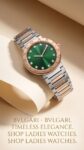 Bvlgari&nbsp;&nbsp;-&nbsp;&nbsp;18K ROSE GOLD AND STEEL 33MM BB GREEN DIAMOND DOT DIAL LADIES WATCH
