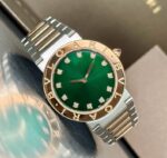 Bvlgari&nbsp;&nbsp;-&nbsp;&nbsp;18K ROSE GOLD AND STEEL 33MM BB GREEN DIAMOND DOT DIAL LADIES WATCH