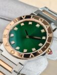 Bvlgari&nbsp;&nbsp;-&nbsp;&nbsp;18K ROSE GOLD AND STEEL 33MM BB GREEN DIAMOND DOT DIAL LADIES WATCH