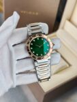 Bvlgari&nbsp;&nbsp;-&nbsp;&nbsp;18K ROSE GOLD AND STEEL 33MM BB GREEN DIAMOND DOT DIAL LADIES WATCH
