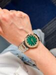 Bvlgari&nbsp;&nbsp;-&nbsp;&nbsp;18K ROSE GOLD AND STEEL 33MM BB GREEN DIAMOND DOT DIAL LADIES WATCH