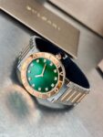 Bvlgari&nbsp;&nbsp;-&nbsp;&nbsp;18K ROSE GOLD AND STEEL 33MM BB GREEN DIAMOND DOT DIAL LADIES WATCH