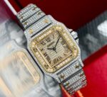 Cartier&nbsp;&nbsp;-&nbsp;&nbsp;Santos Automatic Two Tone Steel and Yellow Gold Diamond